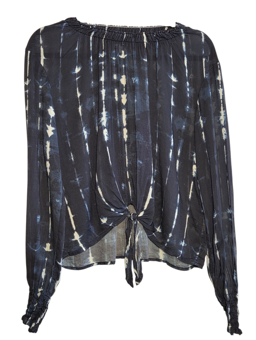 Cloth & Stone for Anthropologie Tie Dye Blouse Tie Front Casual Sheer Sz S